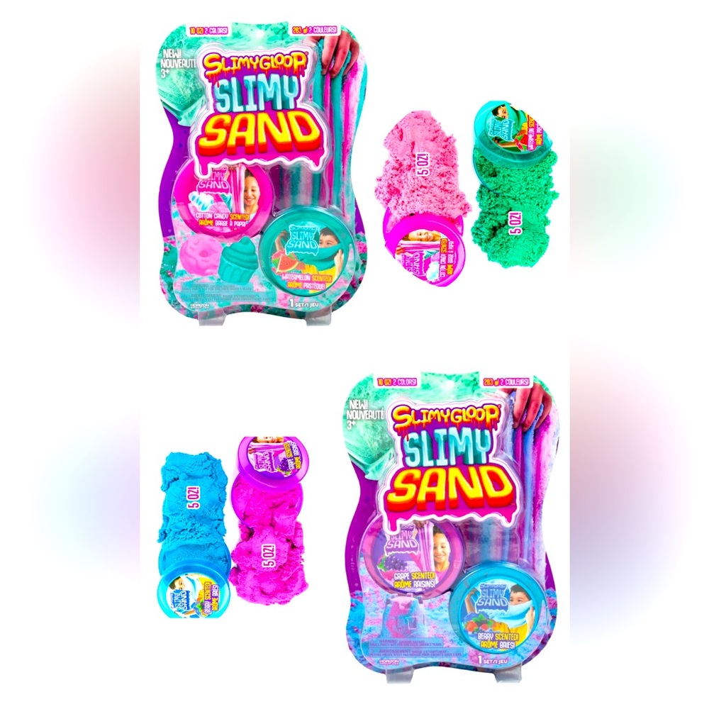 Horizon SlimyGloop SlimySand Twists Watermelon Cotton Candy Berry Grape Set